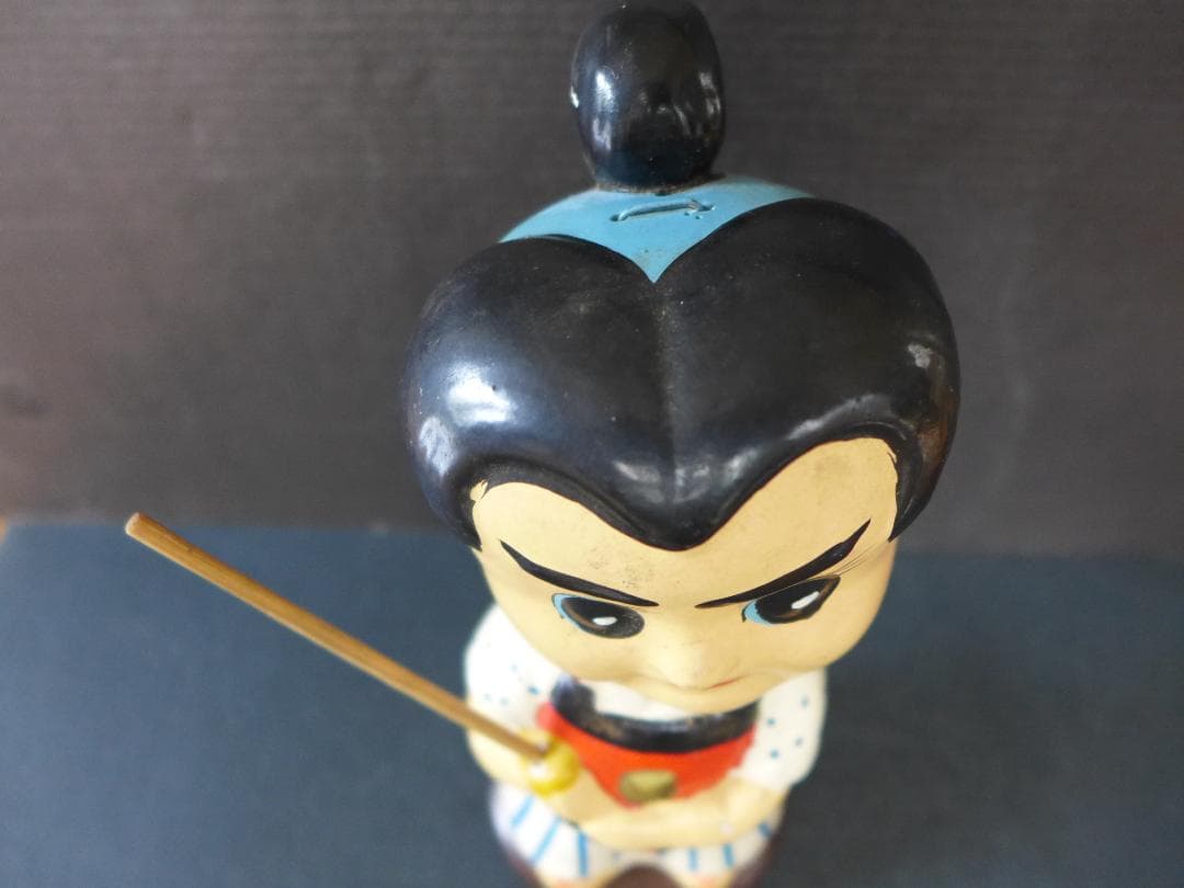 時代物【良品】昭和30年代　赤胴鈴之助　首振り人形陶器彩色 少年画報 昭和レトロ