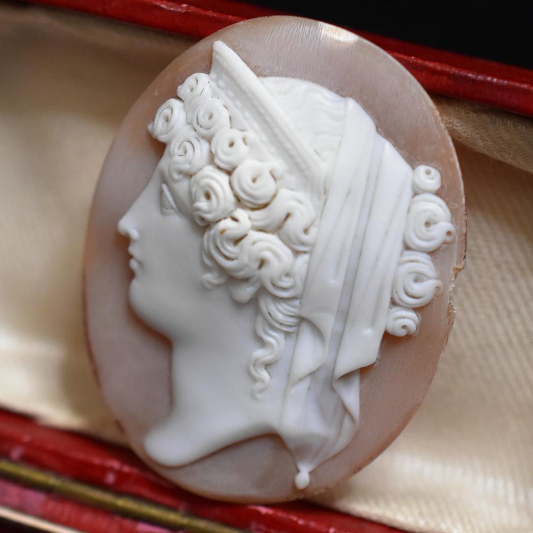 アンティーク 女神ヘラのシェルカメオルース/裸石 ヴィクトリア中期ごろ