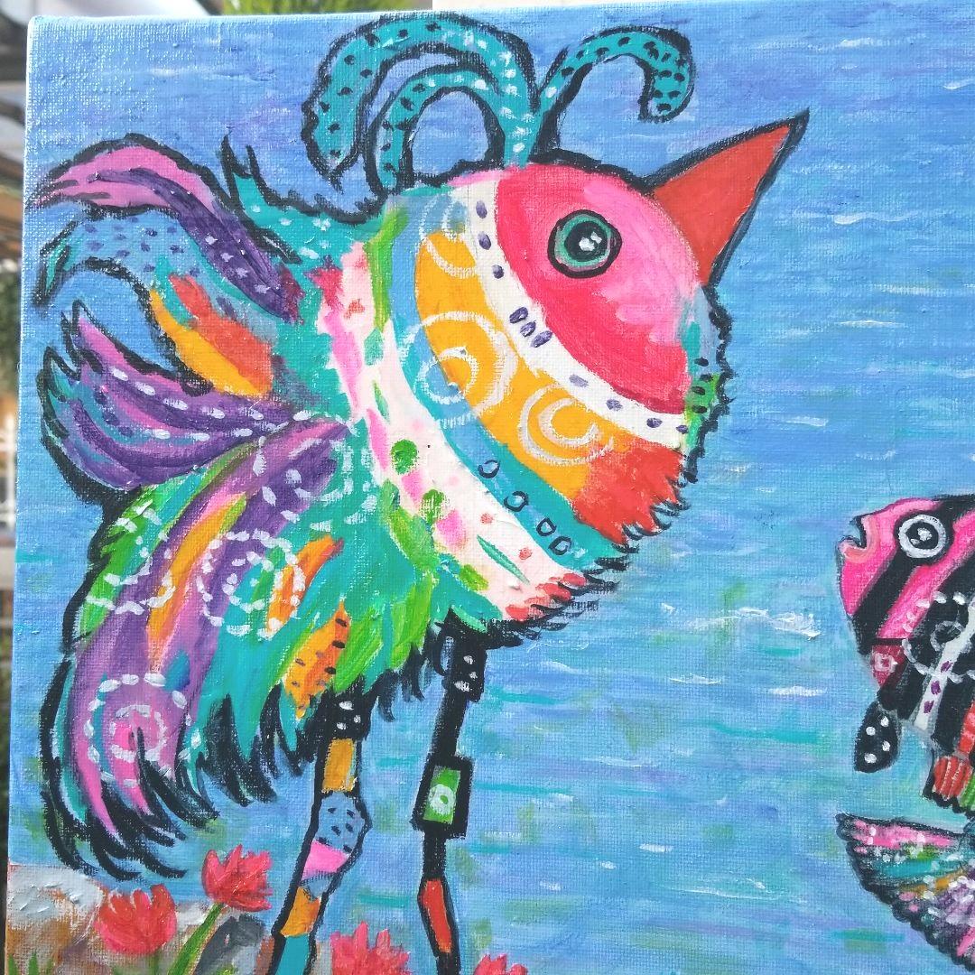 油絵　H確認　海岸の岩場での運命のであい