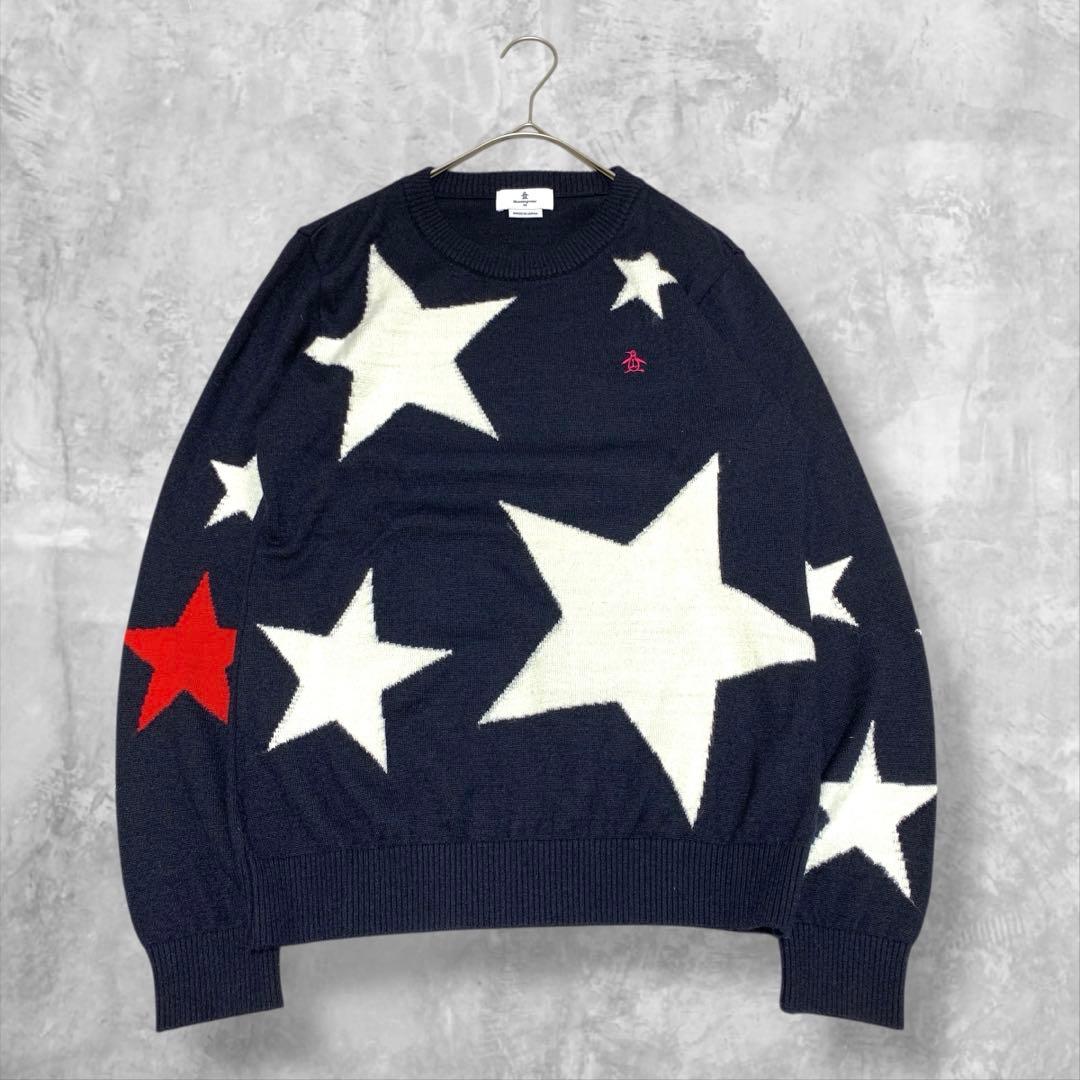 マンシングウェア ニット セーター スター柄 星柄 ネイビー M