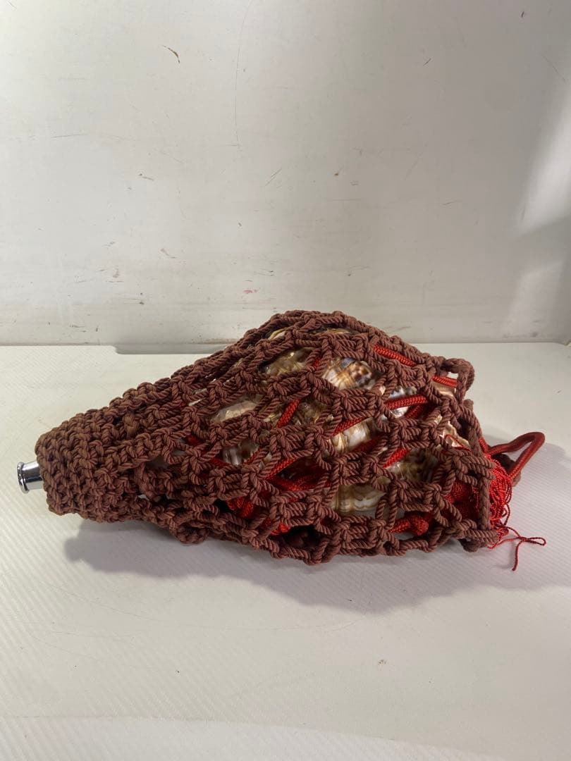 修験道法螺貝　赤紐付き　ほら貝　ホラガイ　袋付き　和楽器　熊よけ　特大