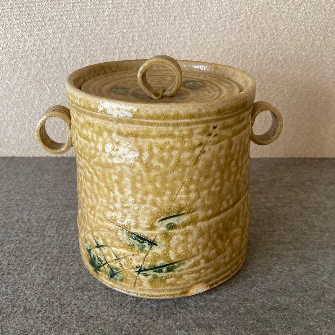 水指　黄瀬戸　耳付き　織部　共蓋　茶道具　陶芸　陶器　水差
