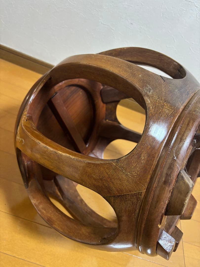 【美品】花梨 螺鈿細工 丸椅子 スツール 腰掛け 中国美術 工芸品 レトロ