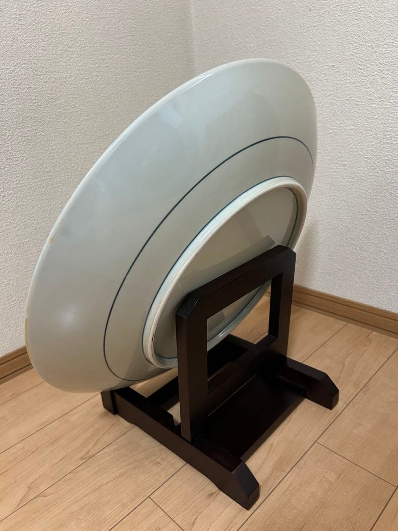 有田焼 円左エ門 南蛮船 大皿 直径約46cm／皿立て・箱付／店舗・床の間飾り