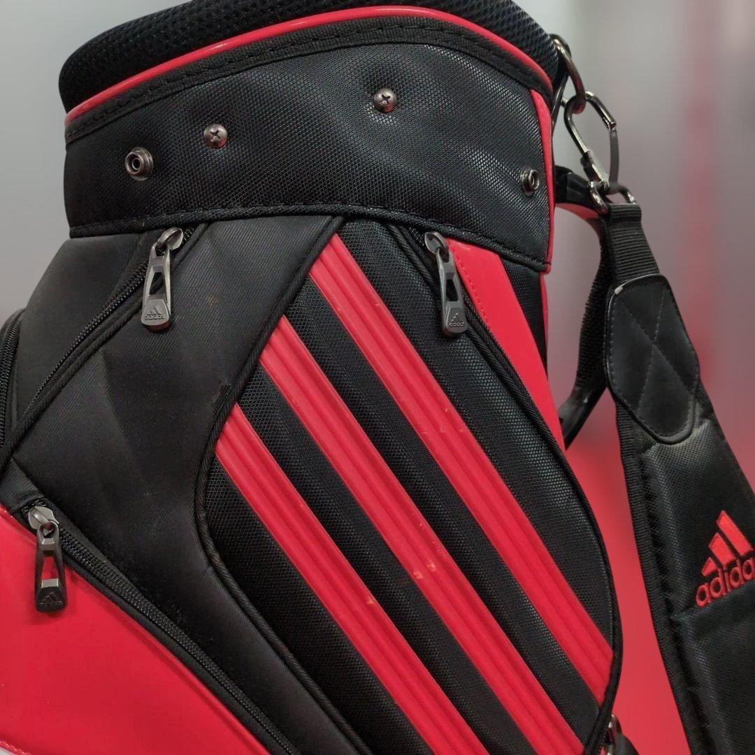 adidas キャディバッグ 9インチ フード付 黒赤