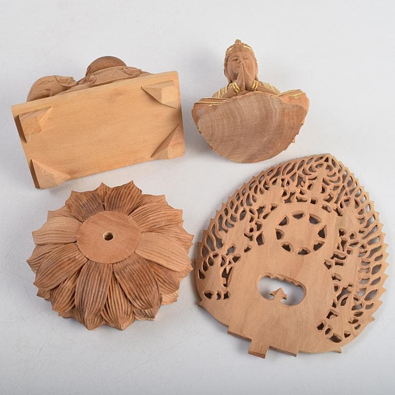 アンバサ松園大龍作白檀　普賢菩薩像　仏像　保証書付　共箱　D　R9410B