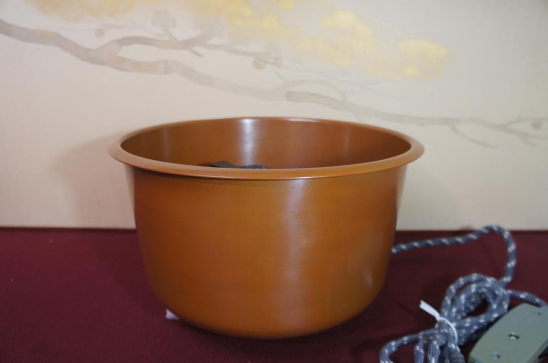 ☆美品 立礼棚卓用 銅風炉 銅製 丸炉 400W(可変)炭型 電熱器 送料込み