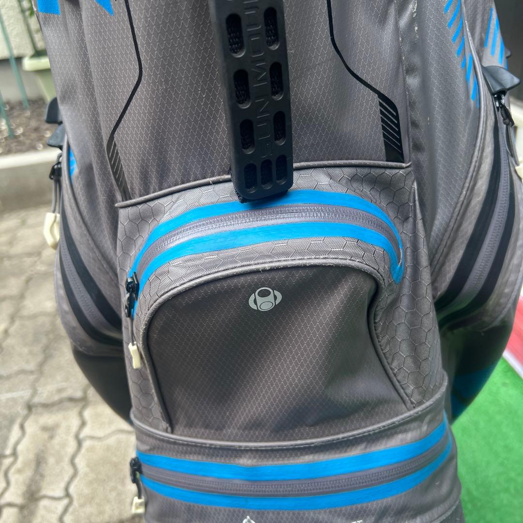 多機能ポケット付きゴルフバッグ グレー/青