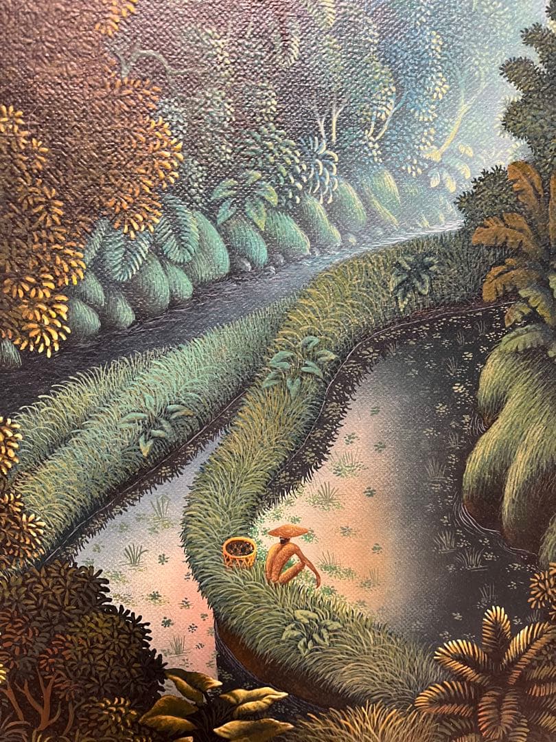 絵画　熱帯の棚田風景　油彩画