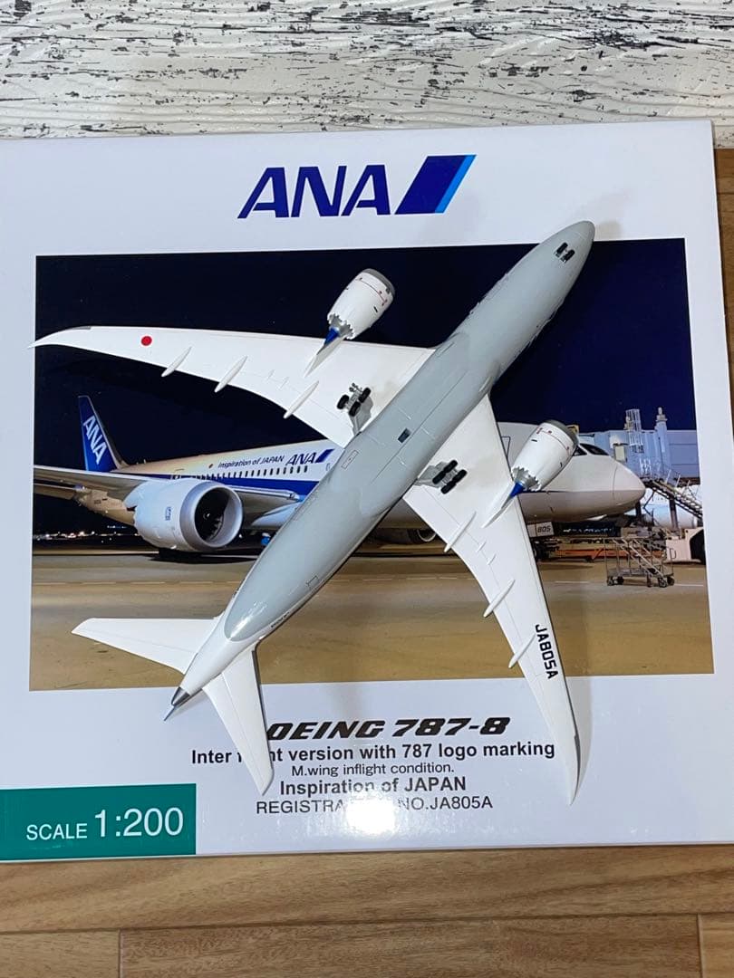 ボーイング B787-8 ANA 1/200 JA805A 主翼空中姿勢 訳あり