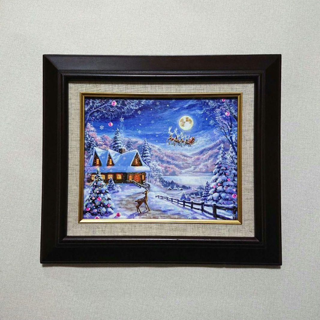 ぷ*あ様 【夜空を眺めて】アクリル画 F3 風景画 絵画