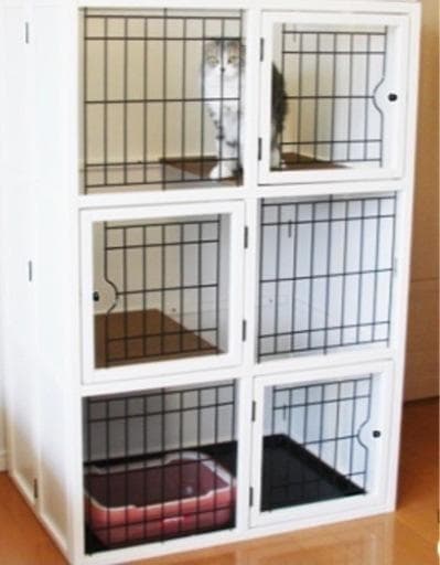 ②廃盤品 希少ナチュラルワン☆彡木製キャット猫ケージ（３段ホワイト色）