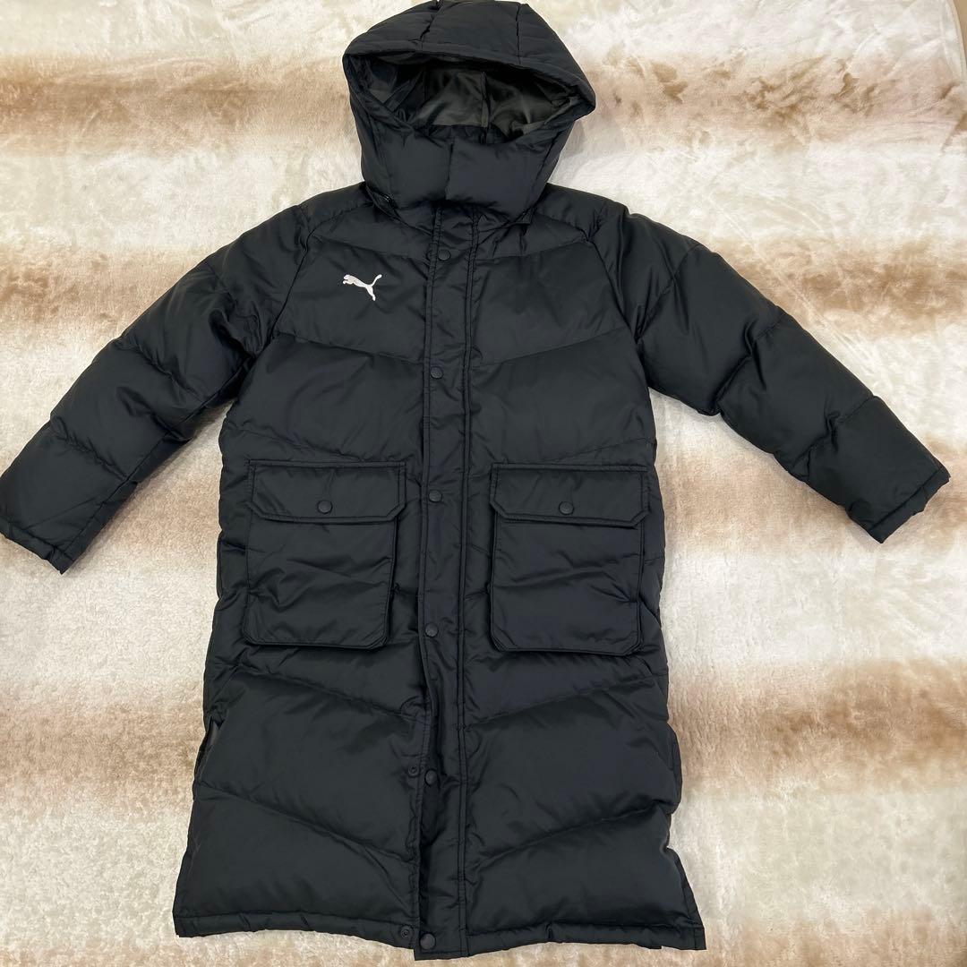 サイズ140cm Puma 黒 ベンチコート フード付き 美品 クリーニング済み