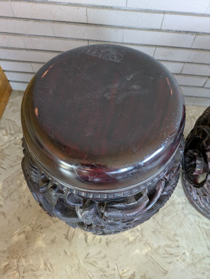 龍の木彫り彫刻 椅子