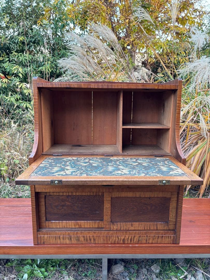 アンティーク 木製 帳場机ライティングビューロー デスク チェスト レトロ