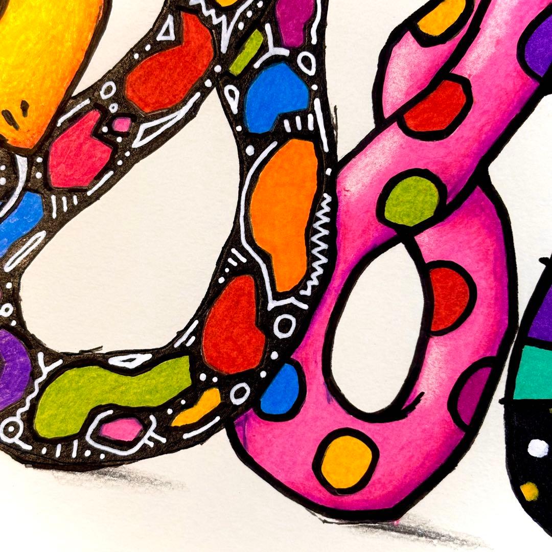y*7様 「 未来を紡ぐ蛇 」｜絵画 原画 抽象画 絵 動物画 ドローイング 画