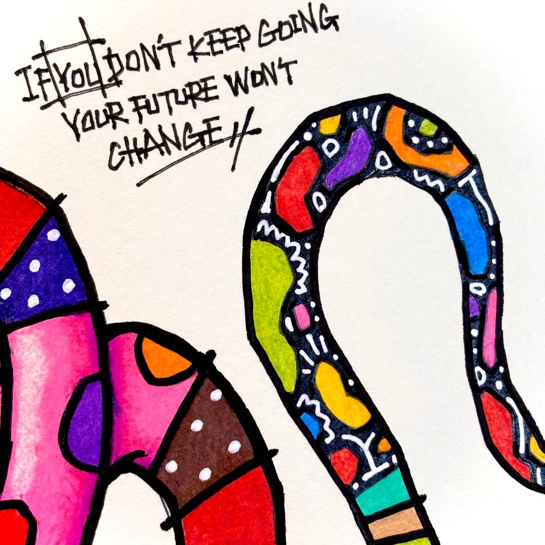 y*7様 「 未来を紡ぐ蛇 」｜絵画 原画 抽象画 絵 動物画 ドローイング 画