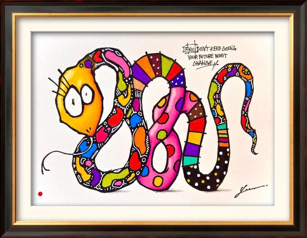 y*7様 「 未来を紡ぐ蛇 」｜絵画 原画 抽象画 絵 動物画 ドローイング 画