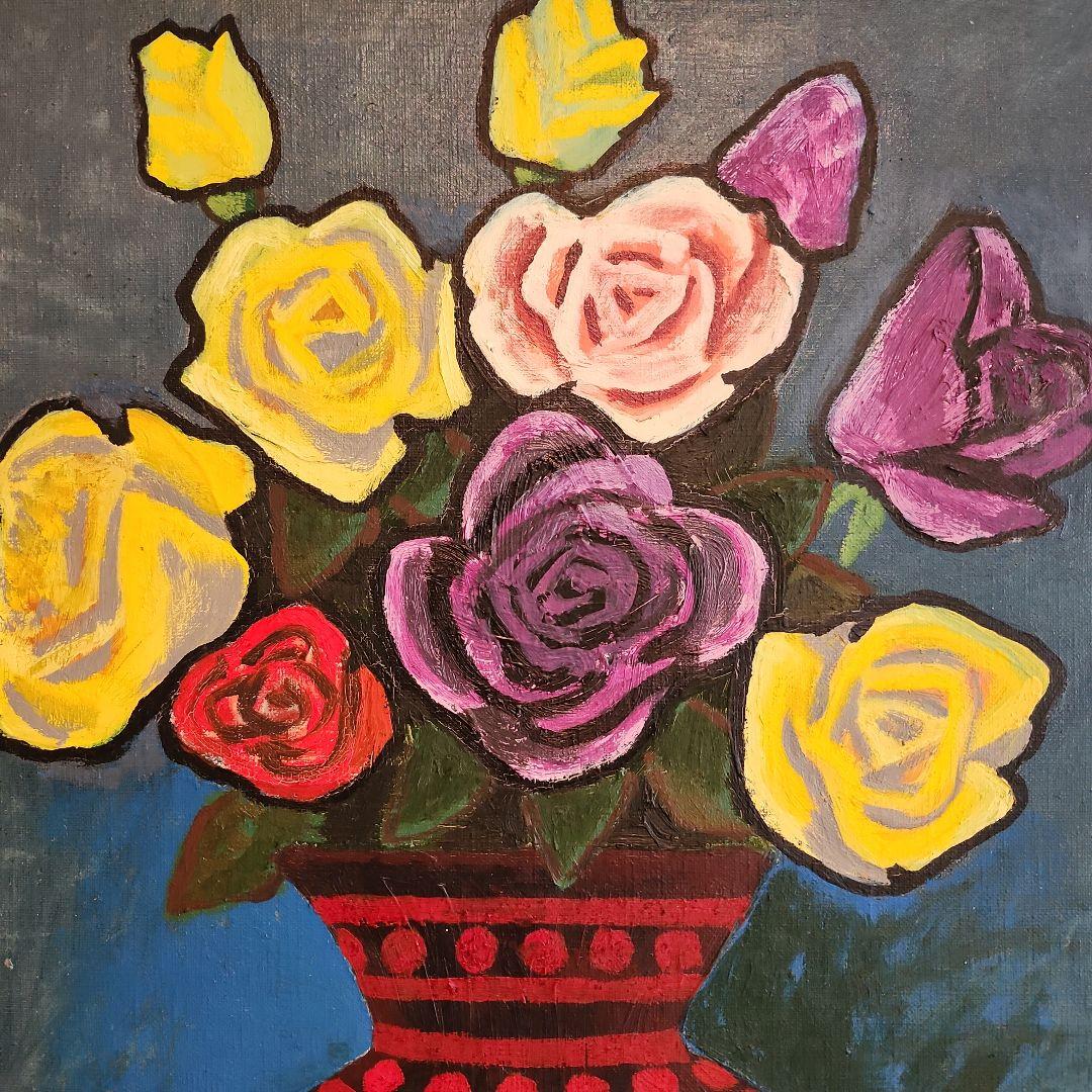 田渕眞兒　油絵　油彩　薔薇シリーズ　花　No.3-2