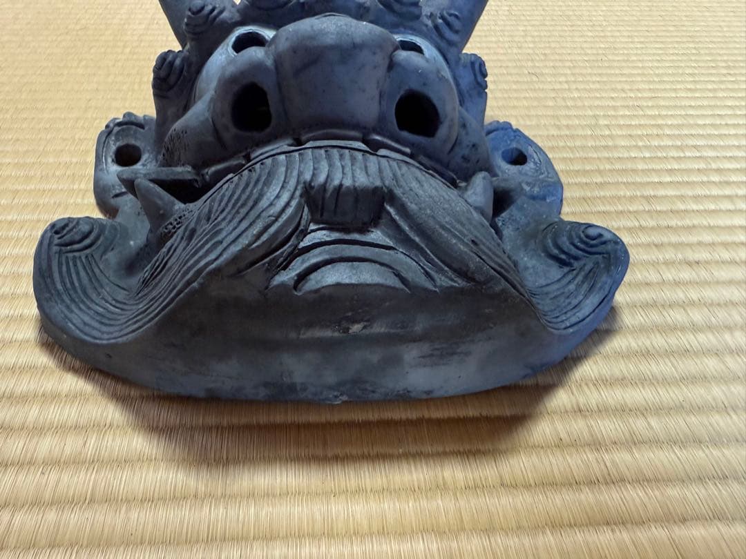 【O-2131】鬼瓦 陶器 粘土 瓦 魔除け 厄除け 置物 オブジェ 日本家屋