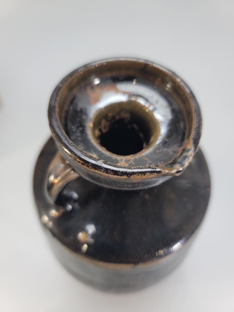中国美術 黒釉 注瓶 時代物 コレクター蔵品