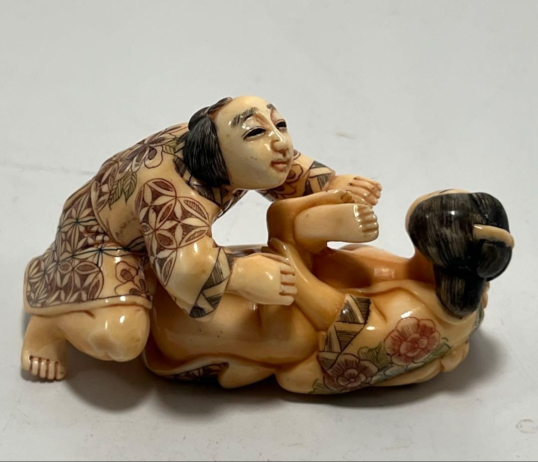 極上春画 根付 本抹香鯨 重さ:90g 　（提げ物 /緒締め ）M-044