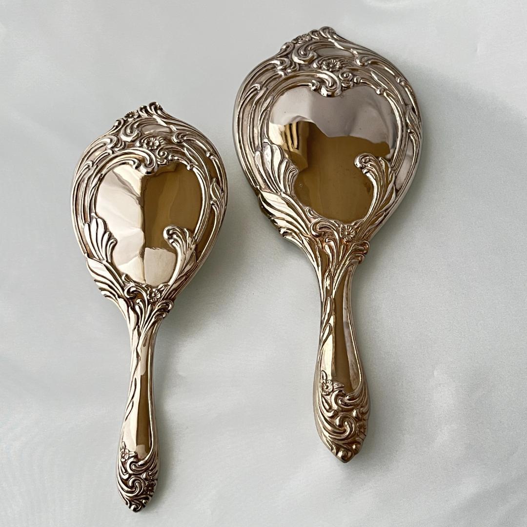 【アールヌーボー】ミラー/ ブラシ【シルバープレート】