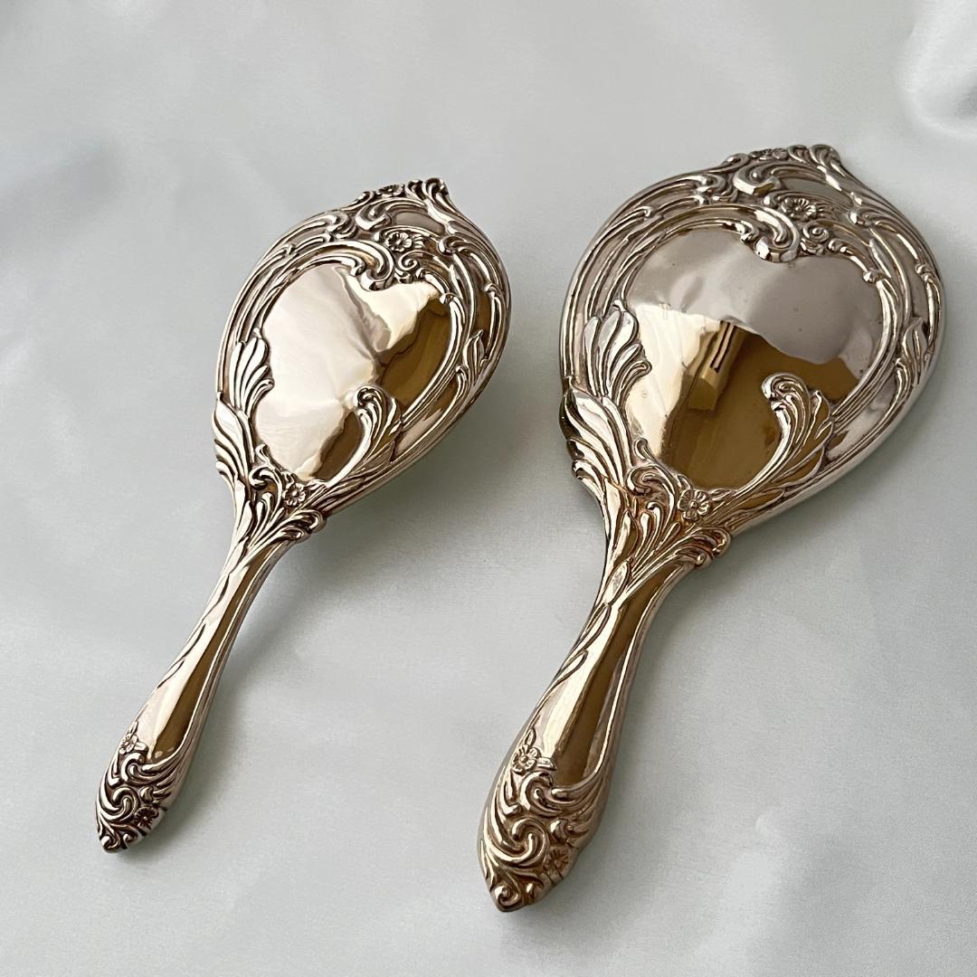 【アールヌーボー】ミラー/ ブラシ【シルバープレート】