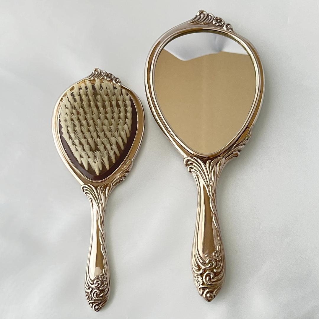 【アールヌーボー】ミラー/ ブラシ【シルバープレート】