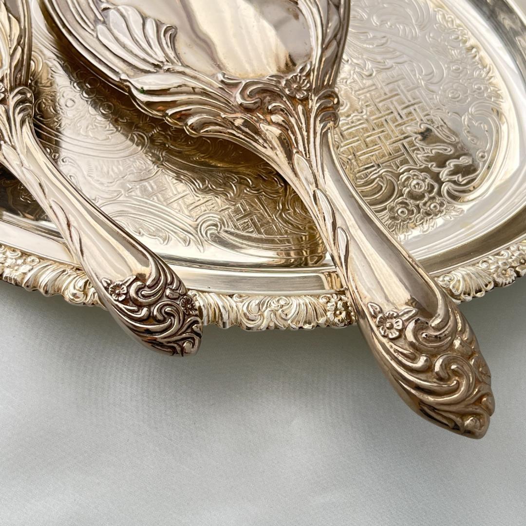 【アールヌーボー】ミラー/ ブラシ【シルバープレート】