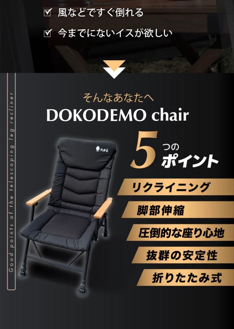 いのさん専用2脚セット◎noé アウトドアチェア ブラック、折り畳みチェアnoe