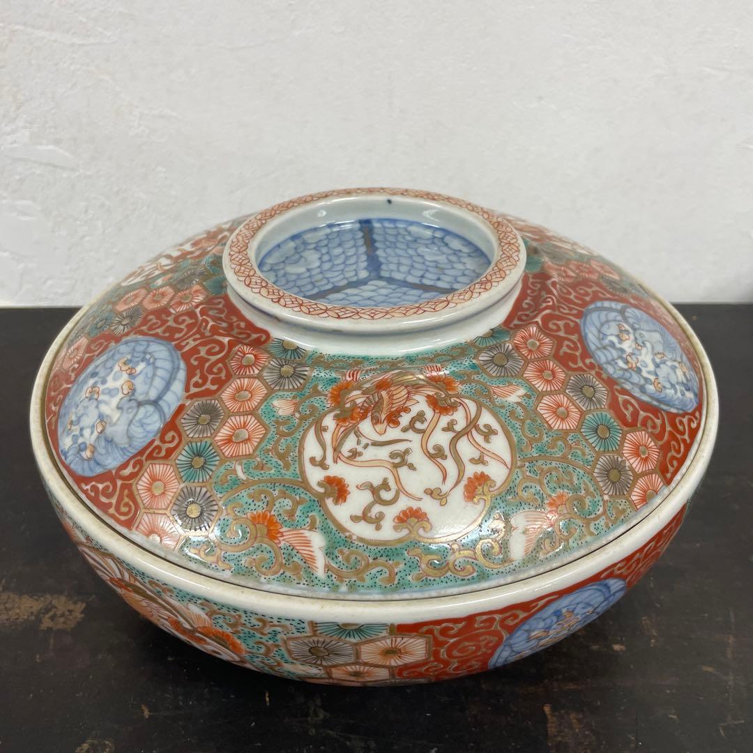 古伊万里　蓋物　菓子器　大平鉢　赤絵　色絵　窓絵　箱付