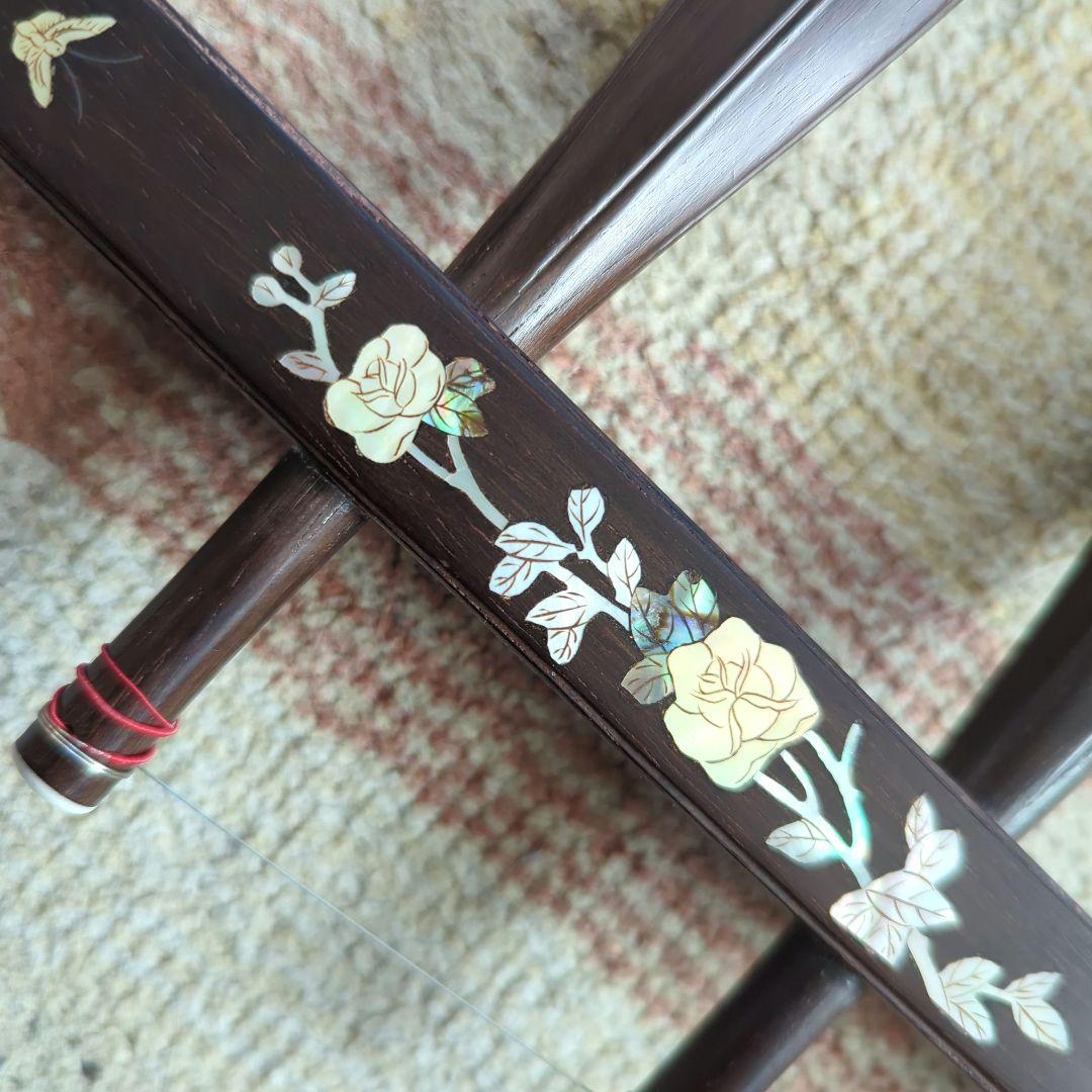 胡涵柔製作 未使用17 最上級明清老紅木 螺鈿薔薇二胡