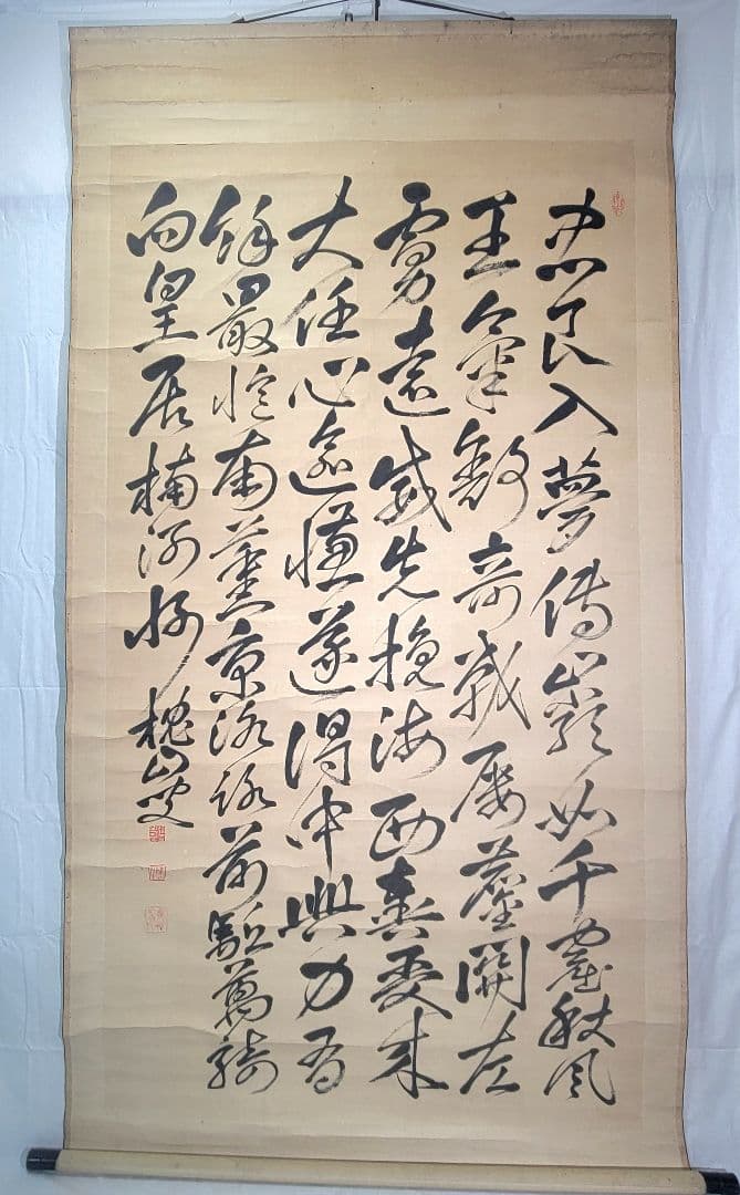 大沼沈山　漢詩人　六行書　楠公の詩　掛け軸　箱無　大幅　書画、骨董品、美術品