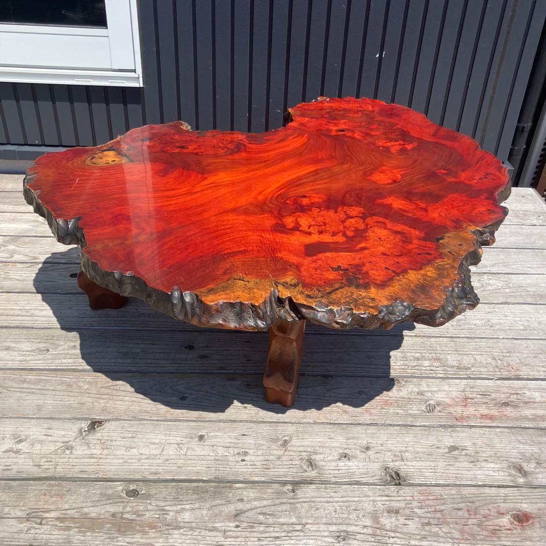 昭和レトロ 銘木 花梨 一枚板 大型座卓 センターテーブル サイドテーブル