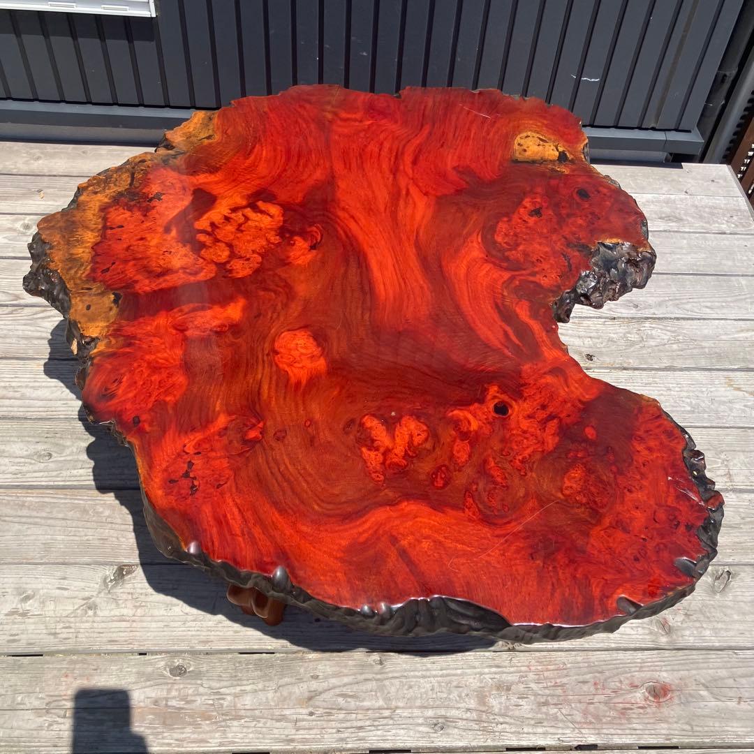 昭和レトロ 銘木 花梨 一枚板 大型座卓 センターテーブル サイドテーブル