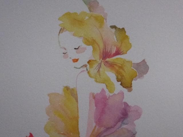 現代アート 湯浅望　直筆サイン『DANCE No2』水彩画 2024年0718B