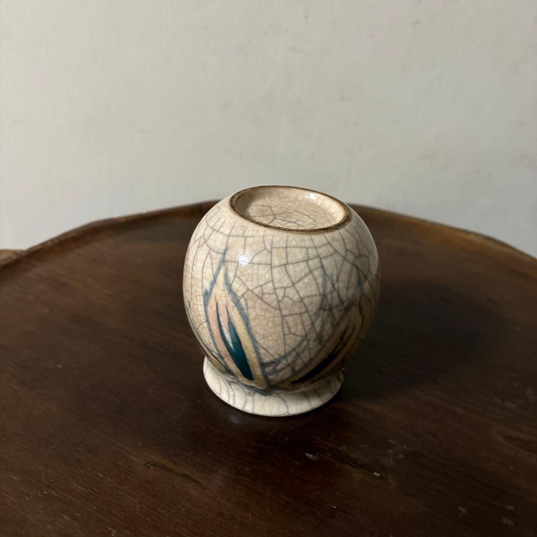 古い笹絵哥釉の器　花入れ　アンティーク　骨董　古道具　唐物　中国古玩　検:李朝