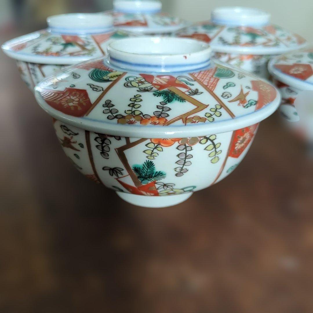 骨董 伊万里 古伊万里 蓋付茶碗 茶碗 煮物碗 お雑煮 蓋付 5つ〜