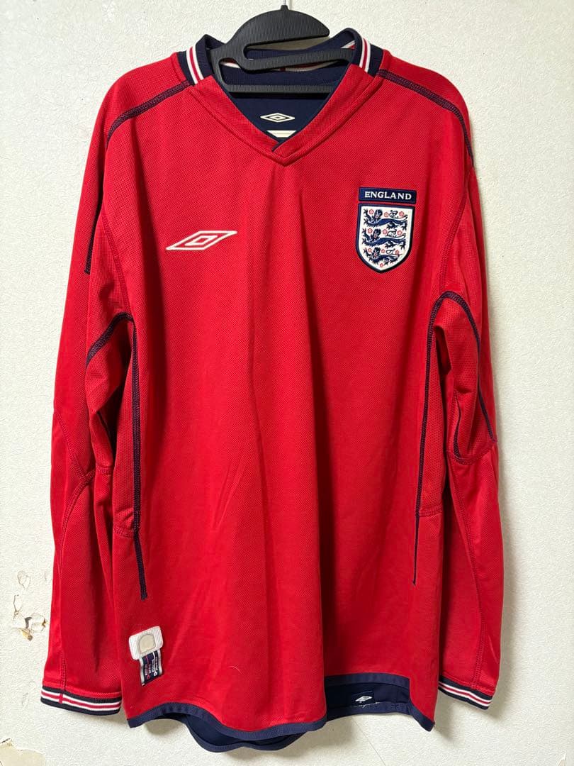 イングランド代表 ユニフォーム アウェイ UMBRO 赤/ネイビー 長袖 L相当