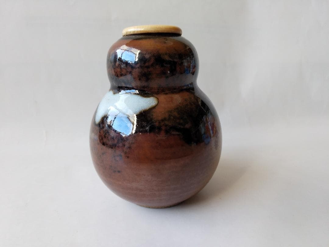 裏千家 淡々斎宗室 御書付『膳所焼 瓢茶入』淡海ぜぜ 陽炎園 岩崎健三 美品