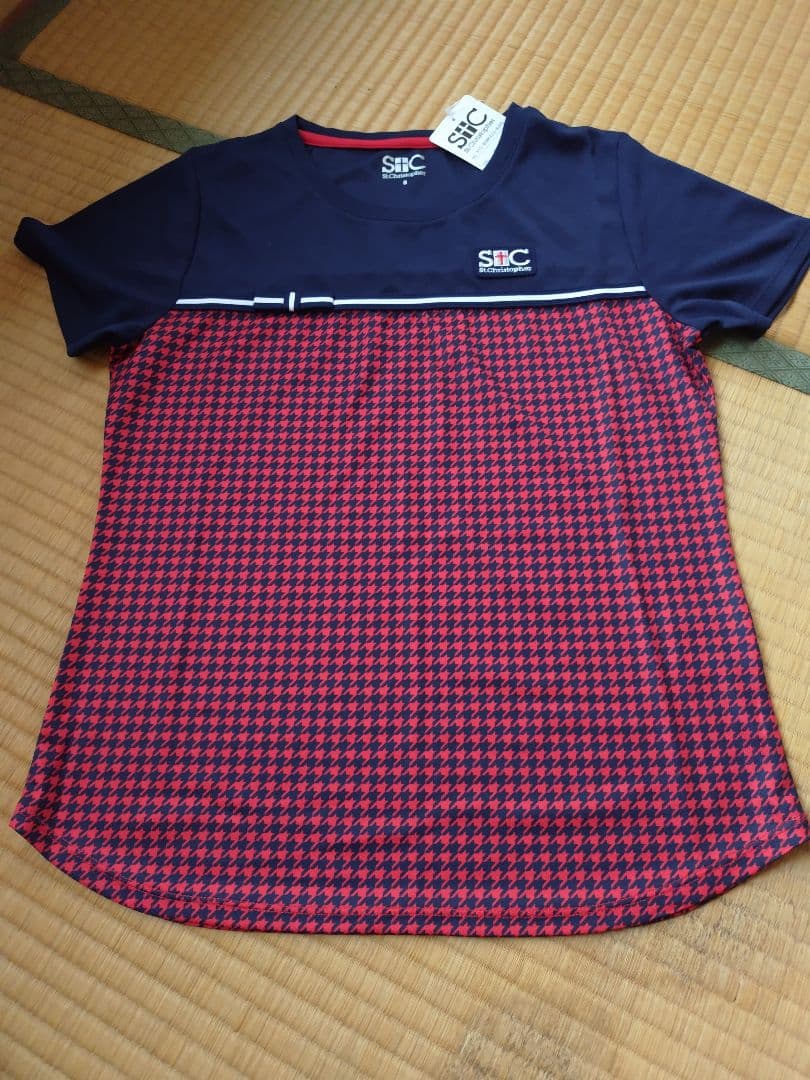 SHC スポーツウェア セット（トップス、スコート、サンバイザー） 赤/ネイビー