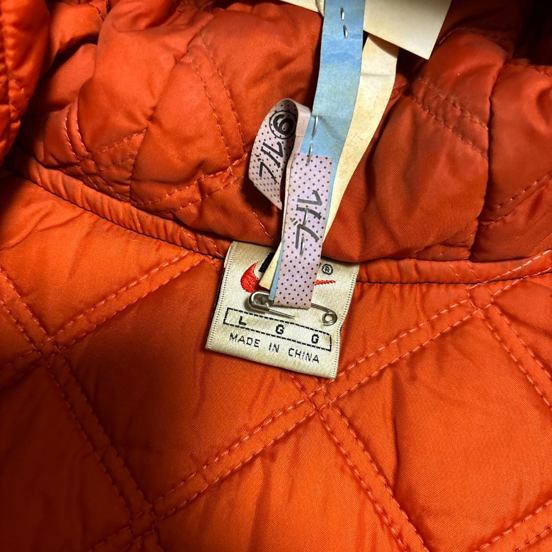 90s NIKE ベンチコート ロング 黒 青 スオッシュ L 中綿 古着