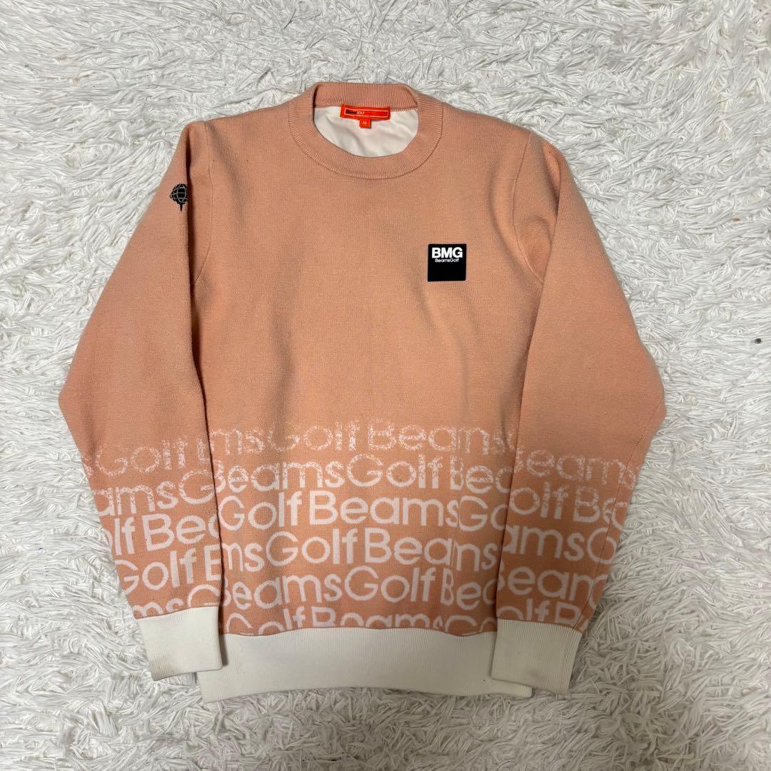 ビームスゴルフ スニード ニットセーター ピンク グラデーション ブルゾン
