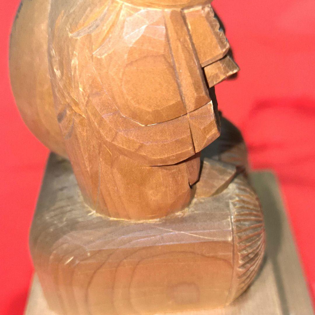 「値下げ」骨董美術品木製 福の神像 昭和九年刻印「商売繁盛」