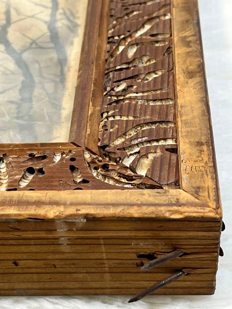 額入り71.0cm 壁掛け 山川風景水彩画 1156