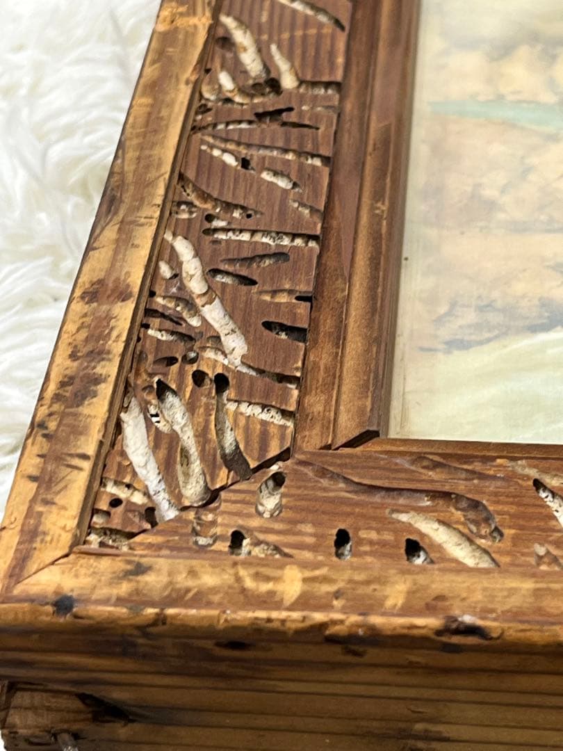 額入り71.0cm 壁掛け 山川風景水彩画 1156