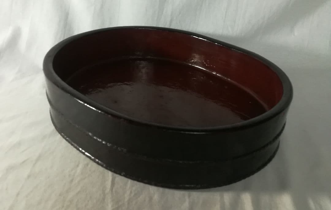 時代　漆塗　平桶　桶盆　盆