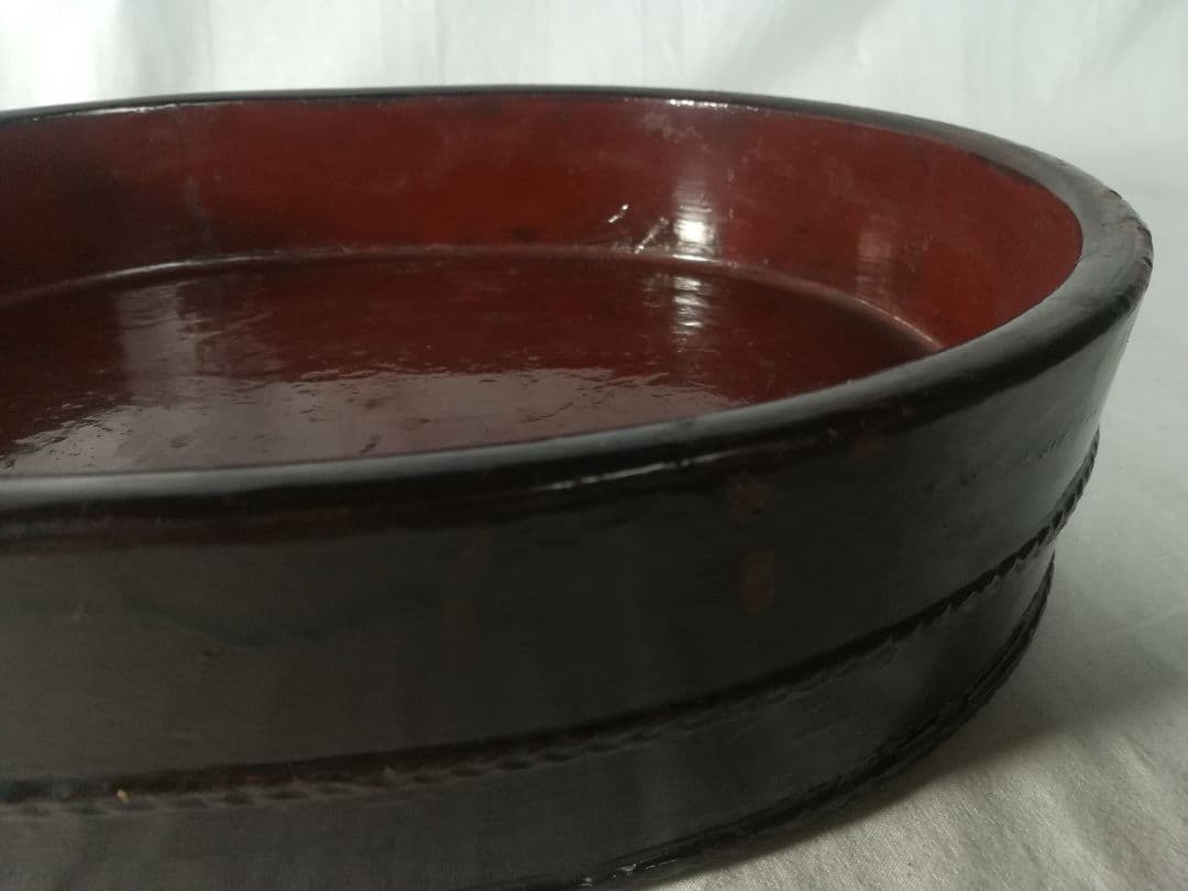 時代　漆塗　平桶　桶盆　盆