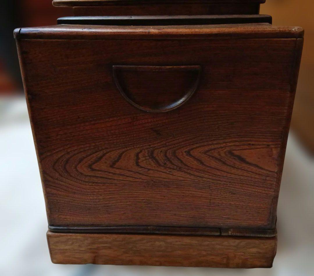 や*す様 レトロ　年代物　木製火鉢 引き出し付き 銅製内装